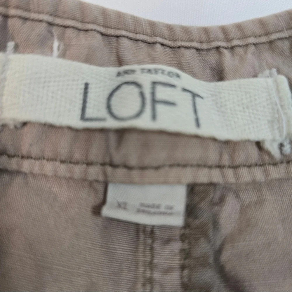 Ann Taylor LOFT Womens XL Tan Khaki Utility Field Jacket Button Front Drawstring - Picture 7 of 10